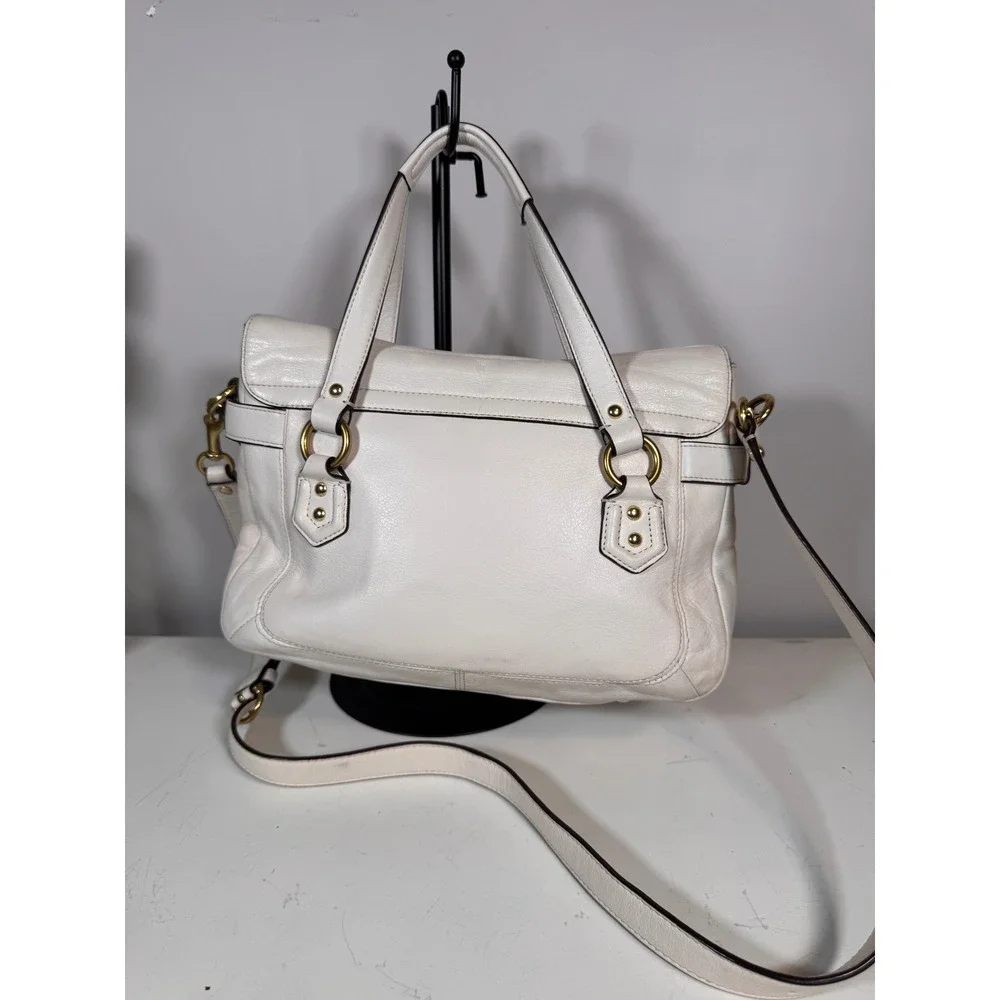 Coach Campbell Eva Flap Leather Satchel Crossbody F27231 Brass Buckle Flap